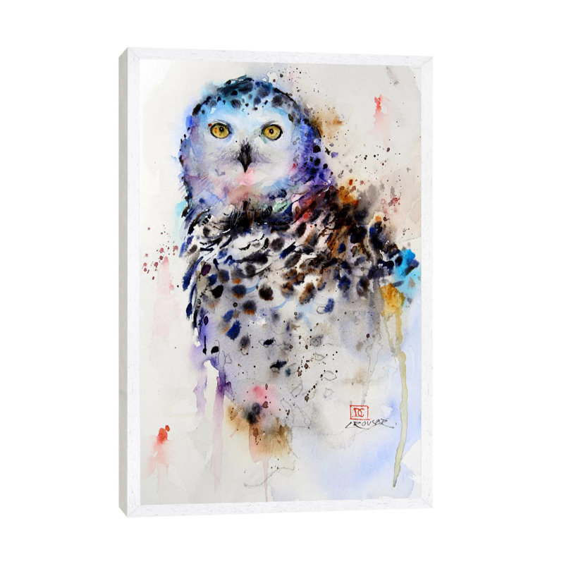 Owl 1 Piece Wall Art on Canvas, 66.04 cm H x 45.72 cm W, White Floater Framed