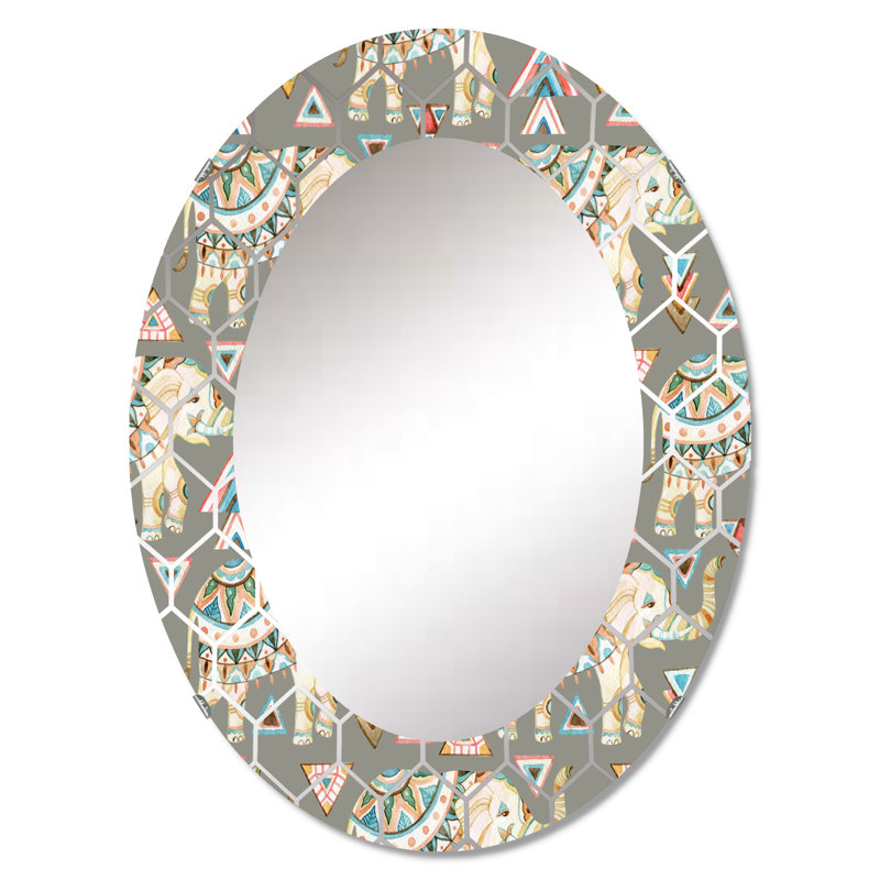 Éléphant indien tribal - miroir mural moderne, 30 po x 20 po