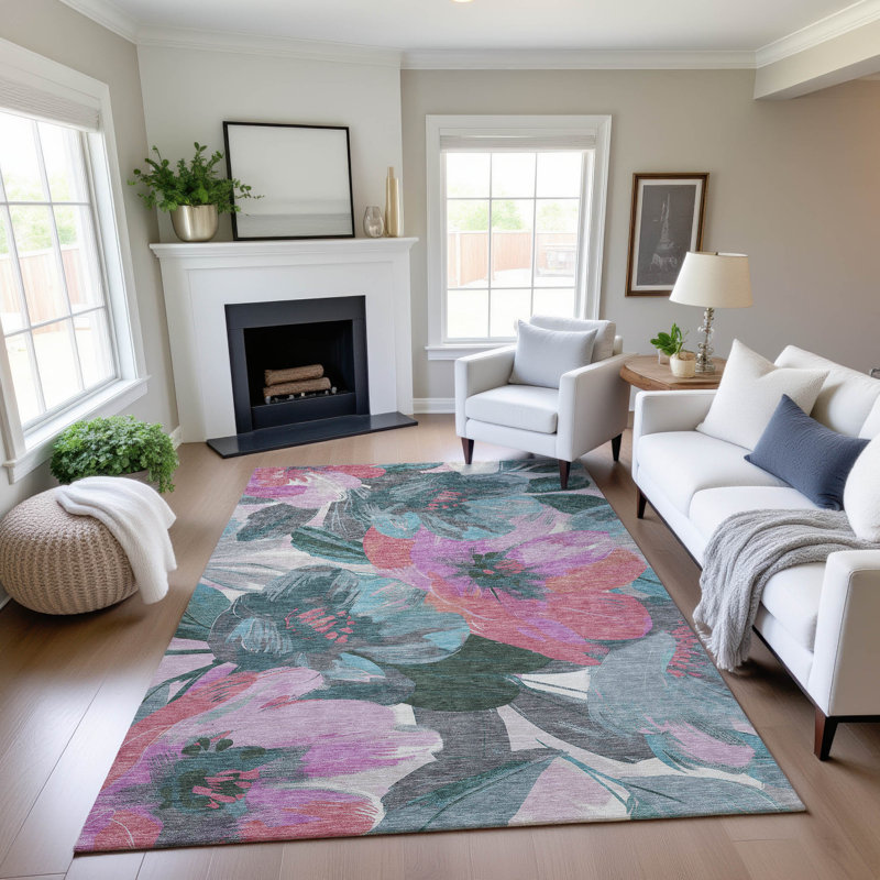 Premium Machine Washable Northdale AMF1487 Floral Rug, Rectangle 10' x 14'