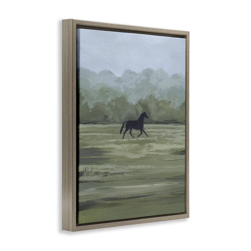 «Rider's Shadow Horse», art mural encadré par Floater, H 31 po x l 25 po, Cadre flottant orme Montalcino