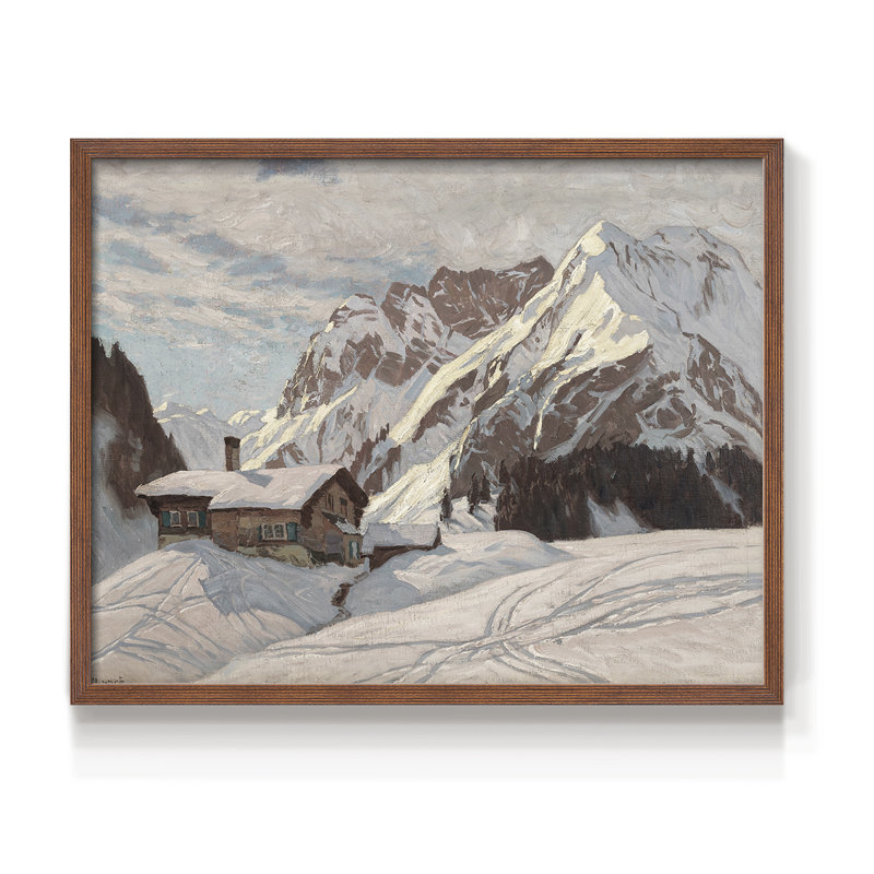 Paysages rétro-XCI-impression encadrée - réarmable, H 11 po x l 14 po, Noyer