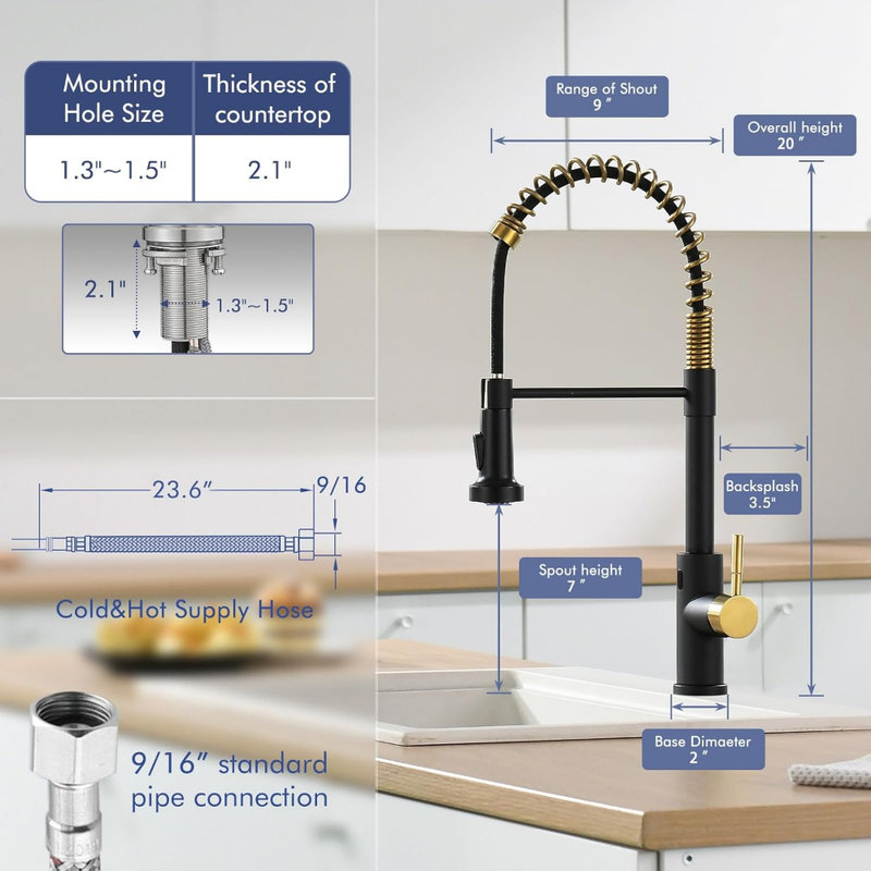 Touchless Kitchen Faucet with Pull Down Sprayer, Motion Sensor Smart Hands-Free Activated Single Hole Spring Faucet for Kitchen Sink