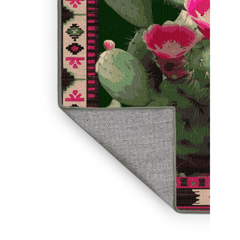  Tapis lavable en forme de figue de barbarie Southwestern, Rectangulaire 2 pi x 3 pi