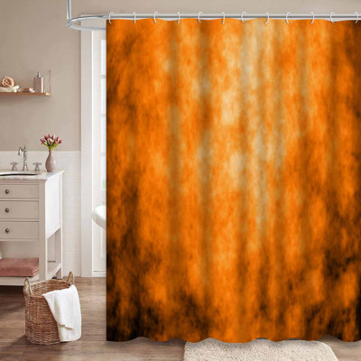 Rideau de douche abstrait abstrait orange avec 12 crochets
