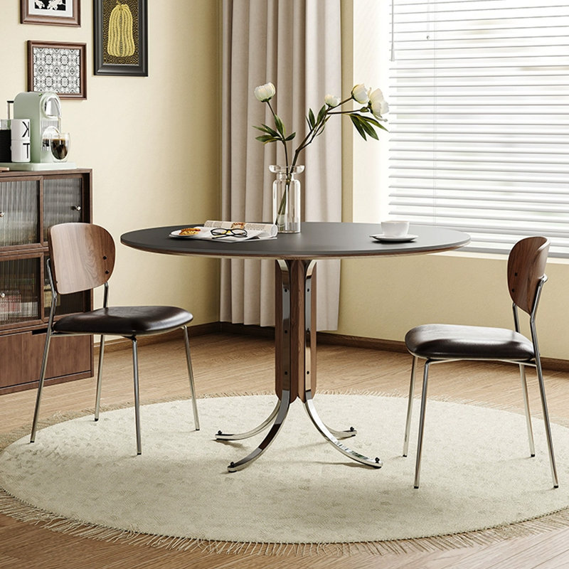 Black Round Sintered Stone Dining table, 29.53" H x 43.31" L x 43.31" W