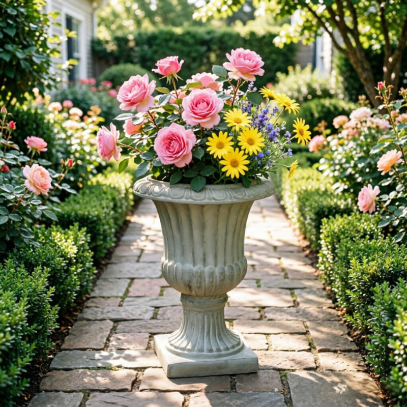 Pot à fleurs léger Mgo Urn, Vert antique