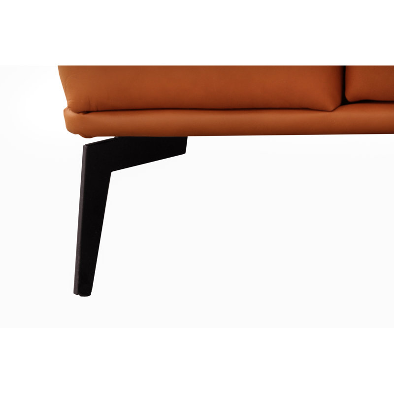 Blagovesta Genuine Semi-Aniline Leather Corner Sofa with Upholstered Frame, Cognac, Right Hand Facing