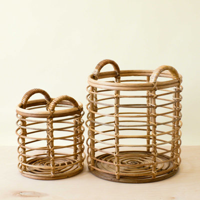 Rattan Cylinder Basket, nested set of 2