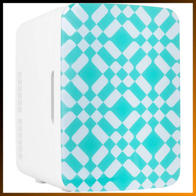 Mini réfrigérateur 10L pour chambre à coucher, voiture, bureau et dortoir - Refroidisseur thermoélectrique compact et chaud pour boissons, collations, soins de la peau - Réfrigérateur portable AC / DC silencieux avec une porte en verre élégante, v