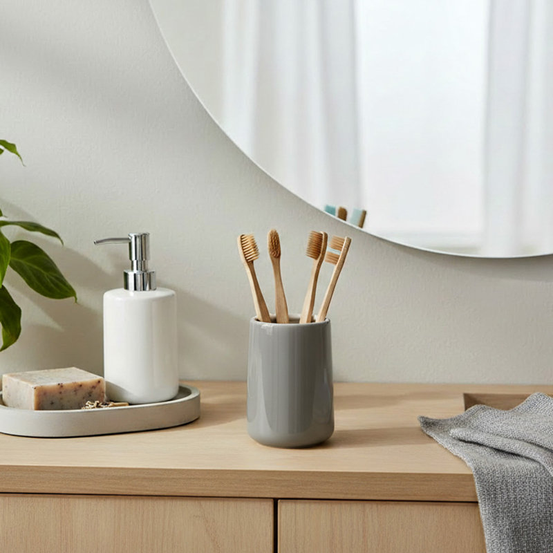 Porte-brosse à dents en céramique Haight - gris - ensemble de 2, Gris