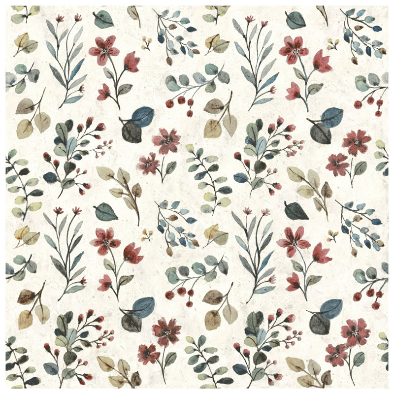 Garden 10" x 10" Porcelain Floral Wall & Floor Tile, Red/Beige