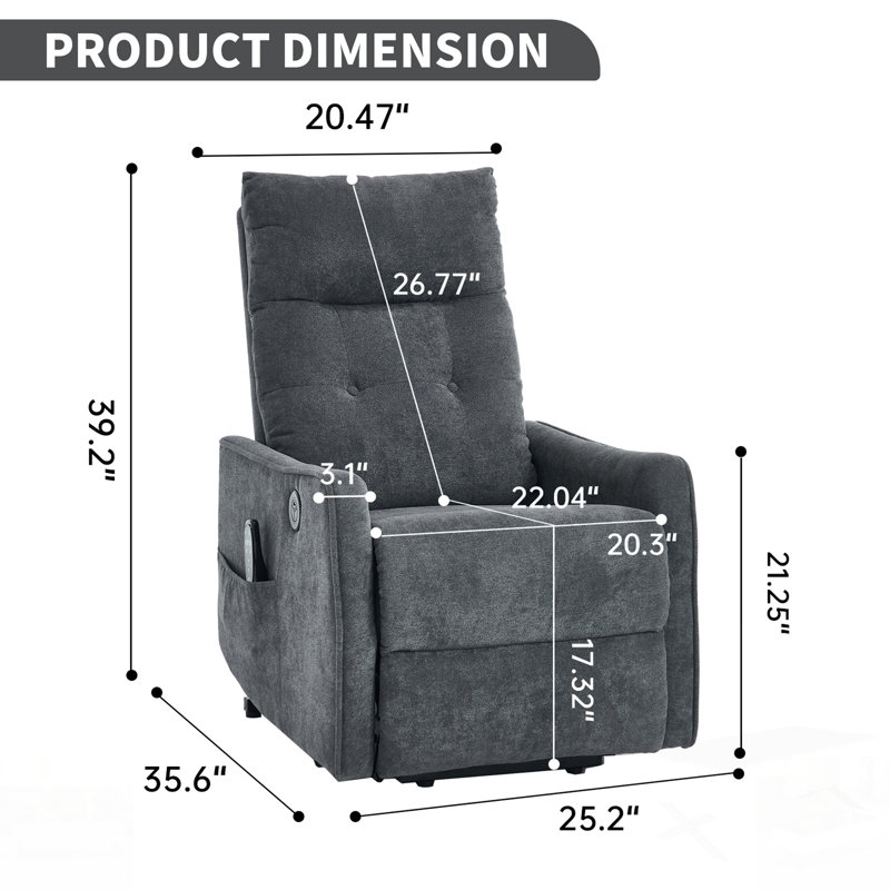 Fauteuil inclinable électrique Chenille, Gris