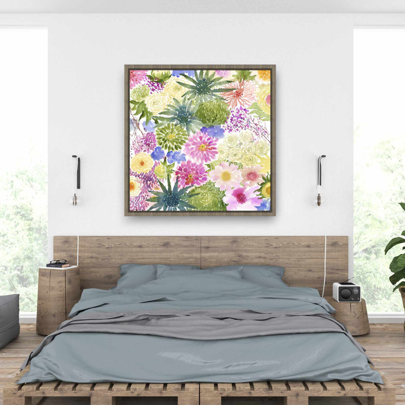 Paquet de fleurs exotiques - Toile encadrée vert botanique