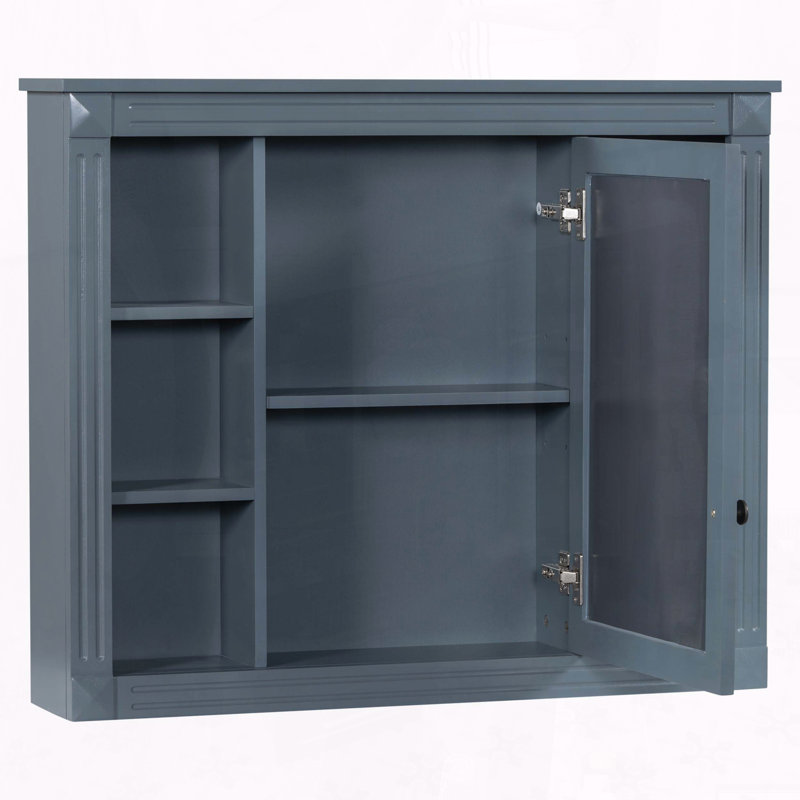 Pharmacie murale 35 x 28 pouces avec 6 tablettes ouvertes , Bleu