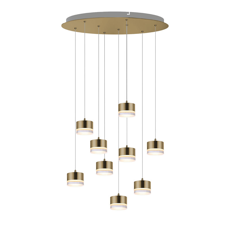 Luminaire suspendu tambour 9 lumières Barnsdall, Laiton brossé