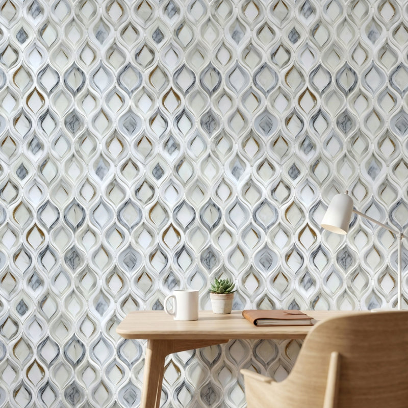 Papier peint géométrique amovible gris marocain