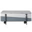 Table basse moderne grise et blanche avec surface relevable et boîte de rangement dissimulée