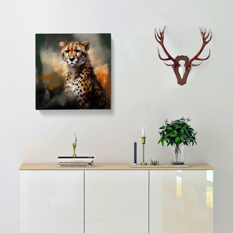 Cheetah Gestural - No Frame Print, 50cm H x 50cm W x 3cm D