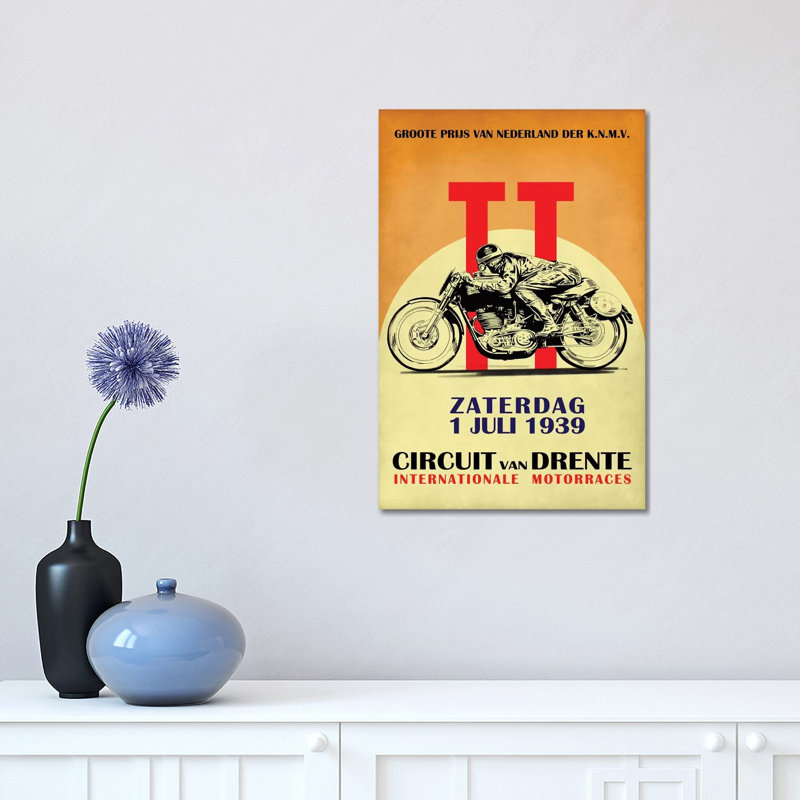 Circuit Van Drente TT 1939 by Mark Rogan - Print on Canvas, 45.72cm H x 30.48cm W x 1.91cm D, Wrapped Canvas