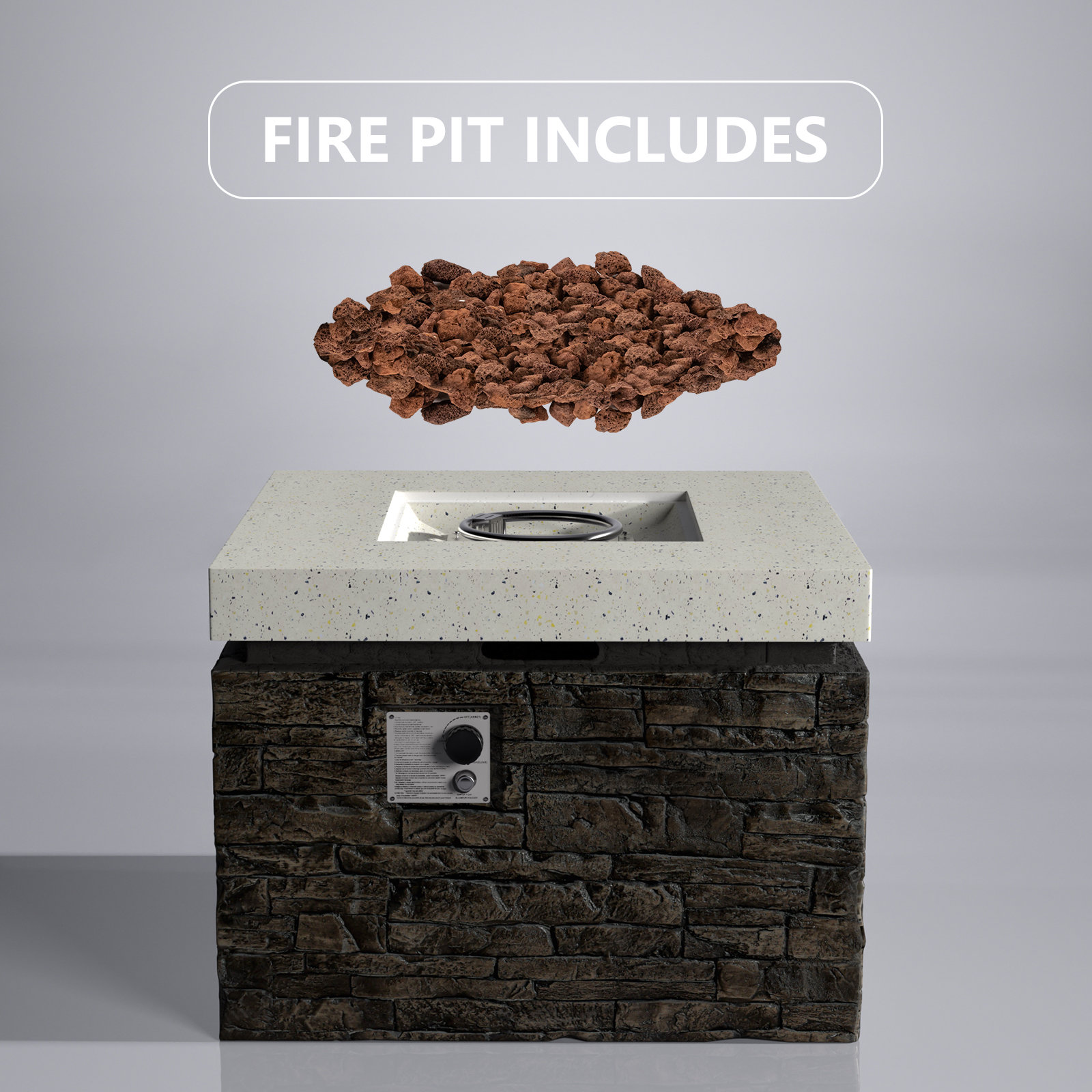 Loon Peak® Outdoor Concrete Propane Fire Pit Table - Wayfair Canada