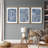 Geometric Line "Navy Blue Stripe Abstract Artwork, Simple Modern Contemporary Bedroom Wall Pictures, Large Framed Canvas Giclee Print 3 Pieces Wall Art Set"-94434517-119461147-94434520