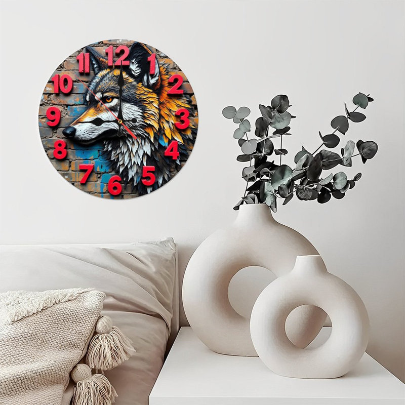 Horloge décorative loup