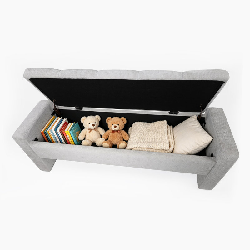Banc de rangement à couvercle rabattable l 53,9 po, LIGHT GRAY, Gray