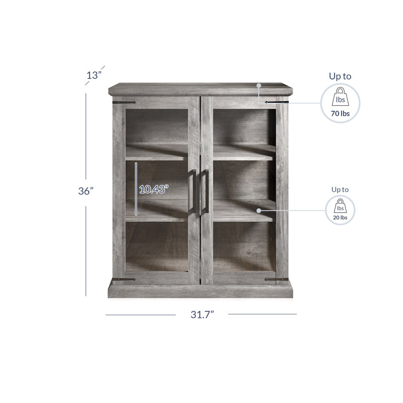Armoire en porcelaine l 31,7 po Evanuk, Gris délavé