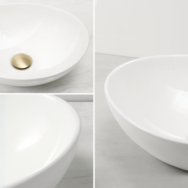Lavabo vasque de salle de bain KES ovale blanc 16 "X 13" comptoir moderne