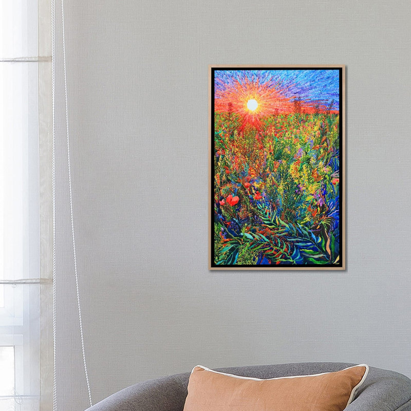 In The Rapeseed Field 1 Piece Wall Art on Canvas, 66.04 cm H x 45.72 cm W x 4.445 cm D, Natural Wood