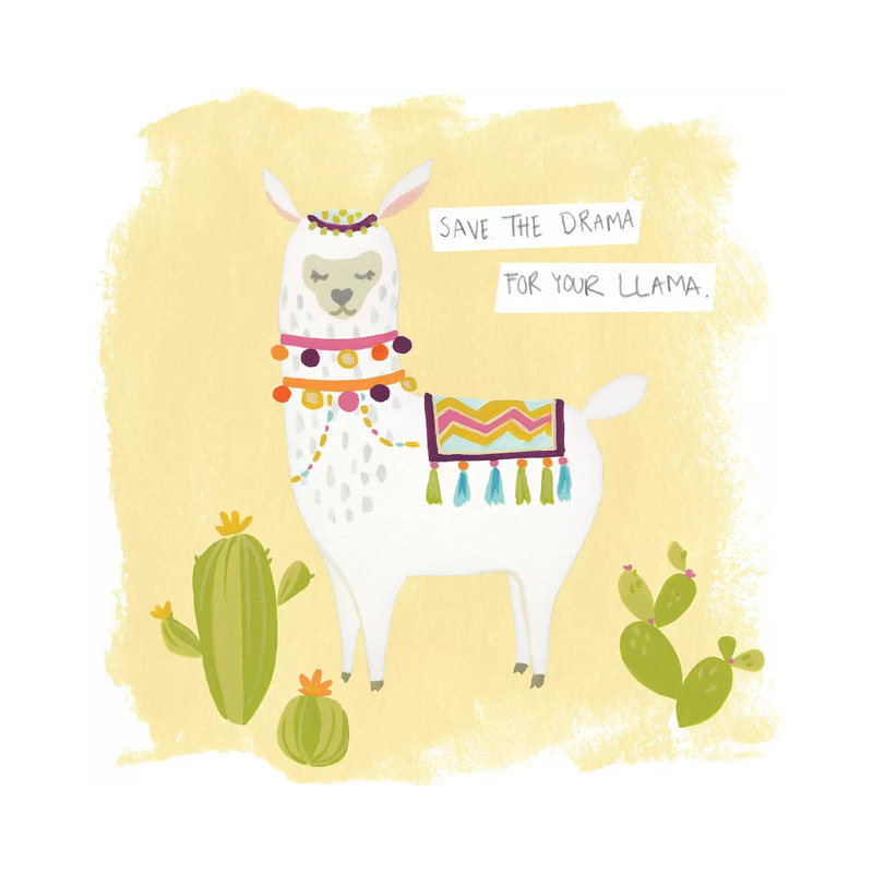 Pom-Pom Llama Rama I by June Erica Vess - Wrapped Canvas Print, 45.72 cm H x 45.72 cm W x 3.175 cm D