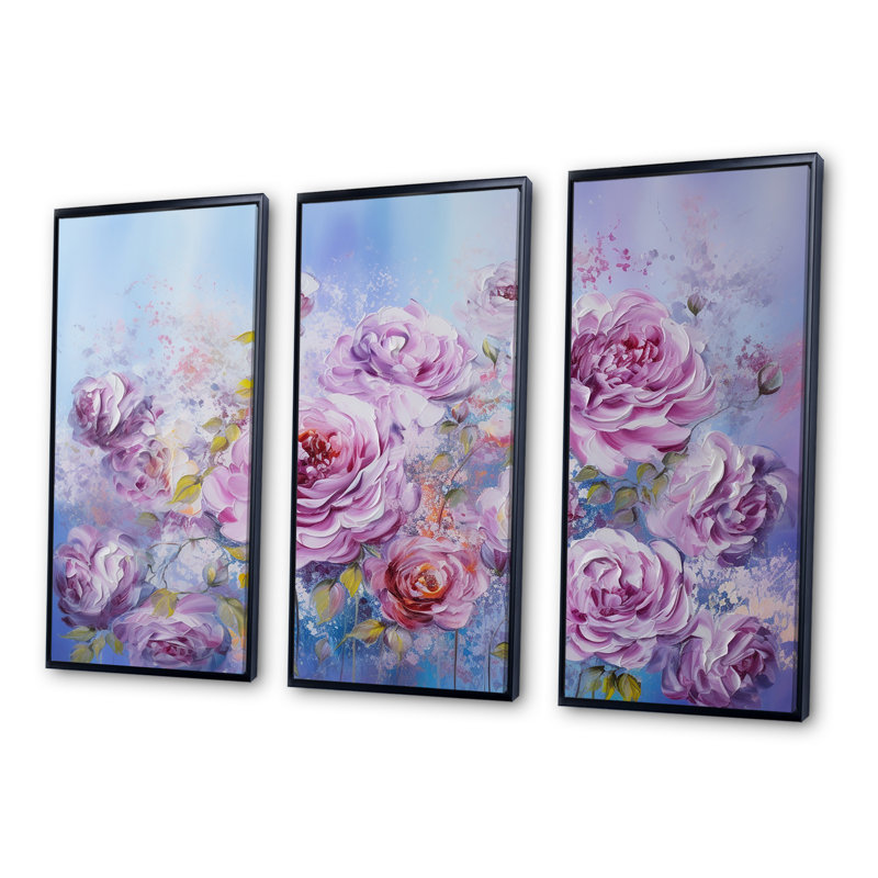 «Mauve mauve», ensemble d'art sur toile, Cadre flottant noir, H 40 po x l 60 po x P 1 po