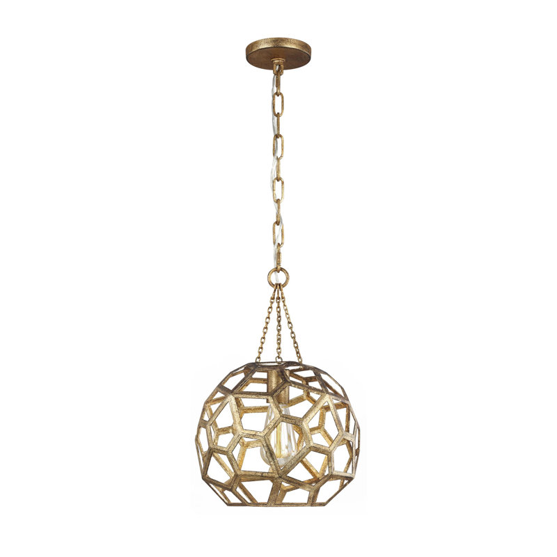 Aguilar 1 - Light Single Globe Pendant by Alexa Hampton, Antique Gild, 16.25" H x 11" W x 11" D