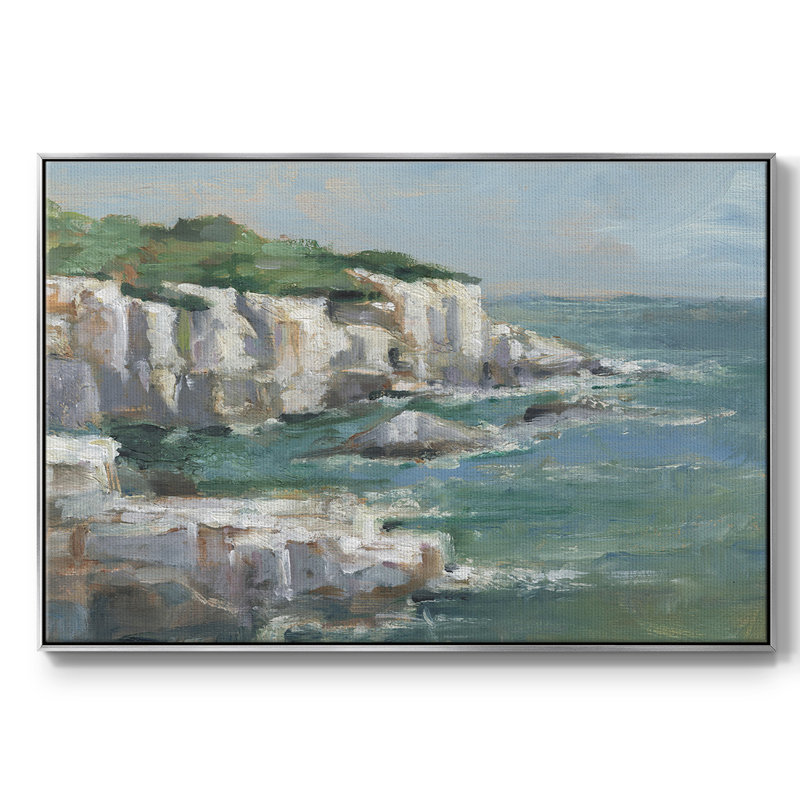 «White Sea Cliff», toile tendue avec châssis en I, H 27 po x l 41 po x P 2 po, Argent