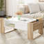 Table basse blanche avec pieds de support et 2 tiroirs - lustré, 41,3 x 23,6 po pour le salon, la chambre à coucher, grand rangement rectangulaire 41,3 x 23,6 po, brillant-756489390