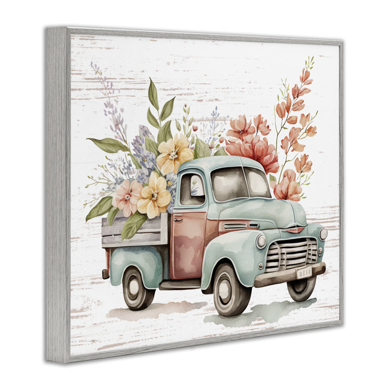Art de giclée encadrée par camion, H 11 po x l 14 po, Estampe numérique Farmhouse