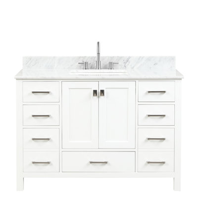 Ensemble de meuble-lavabo 48 po avec comptoir en marbre et lavabo encastré en céramique 48 po