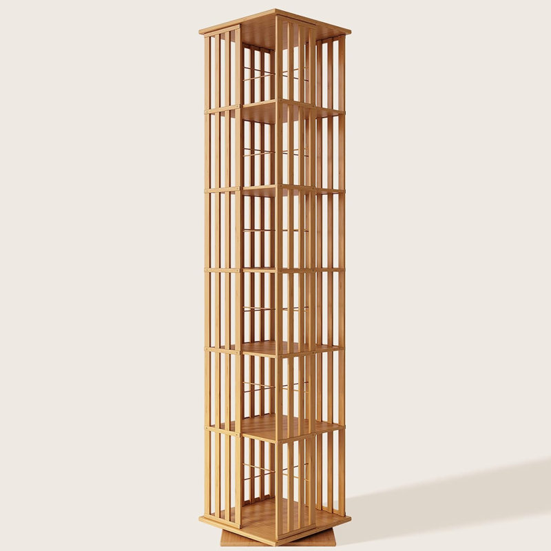 Tablette pivotante à 360 ° pour CD / DVD en bambou - Armoire de rangement compacte à 6 niveaux