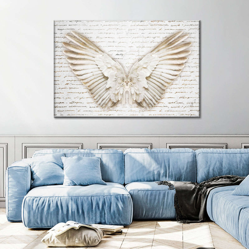 «Angel Wings over Calligraphy», reproduction sur toile, H 20 po x l 30 po x P 1,25 po