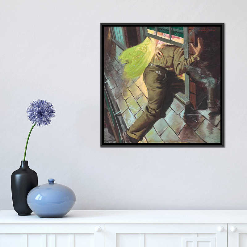 « rendezvous » par ernest chiriacka, impression sur toile tendue, Toile avec cadre noir, H 18 po x l 18 po x P 1,5 po