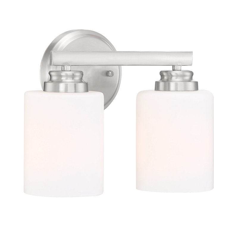 Berntraud 2 - Light Dimmable Vanity Light, Brushed Polished Nickel, White Frosted