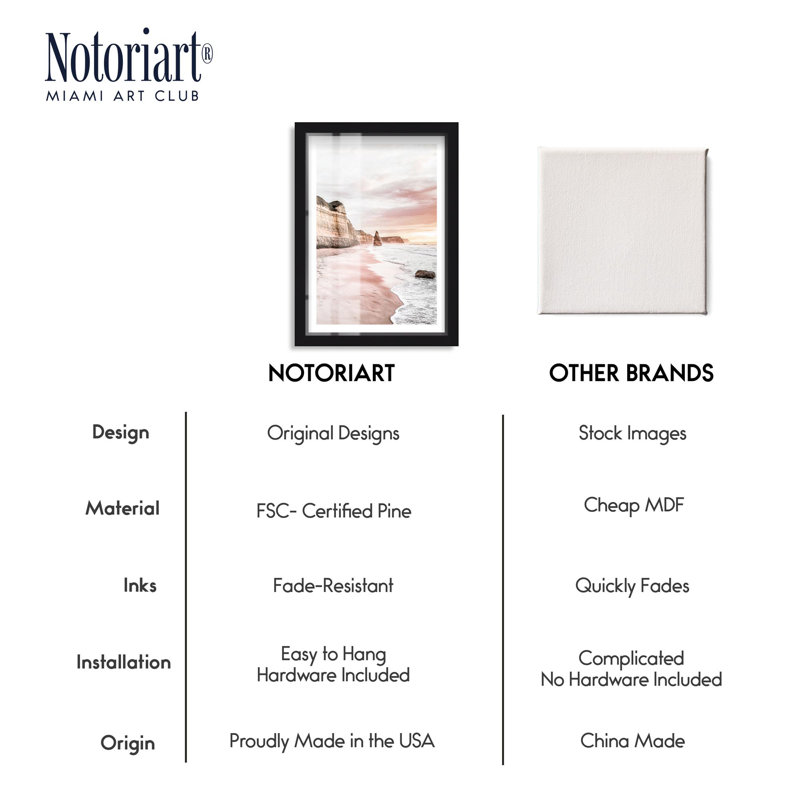 «Rose Beach Shadowbox Print Coastal Art Prints» par Notoriart, cadre noir, 11 x 16, Noir, H 16 po x l 11 po