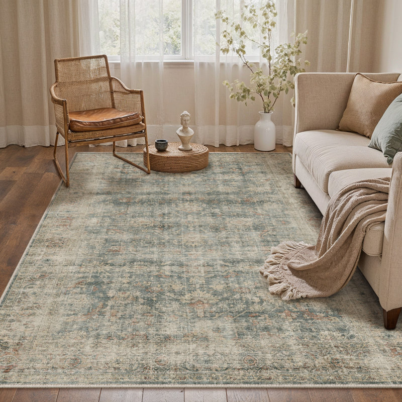 Tapis lavable rétro avec envers antidérapant Elias, Rectangulaire 3 pi x 5 pi
