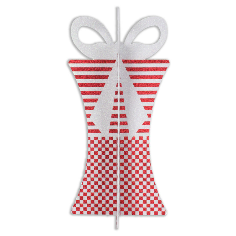Boîte-cadeau 3D, Rouge / blanc