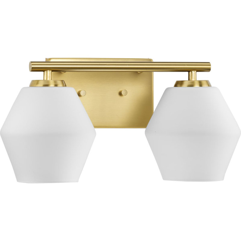 Audryna 2 Light Frosted Dimmable Vanity Light, Brushed Gold