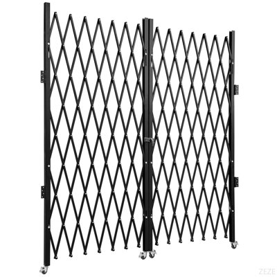 Double barrière de sécurité pliante, barrière de porte pliante H 7,1 pi x l 12,5 po, barrière de sécurité en acier accordéon, barrière de sécurité extensible flexible, barrière de barricade roulante à 360 °, barrière à ciseaux ou porte avec clés