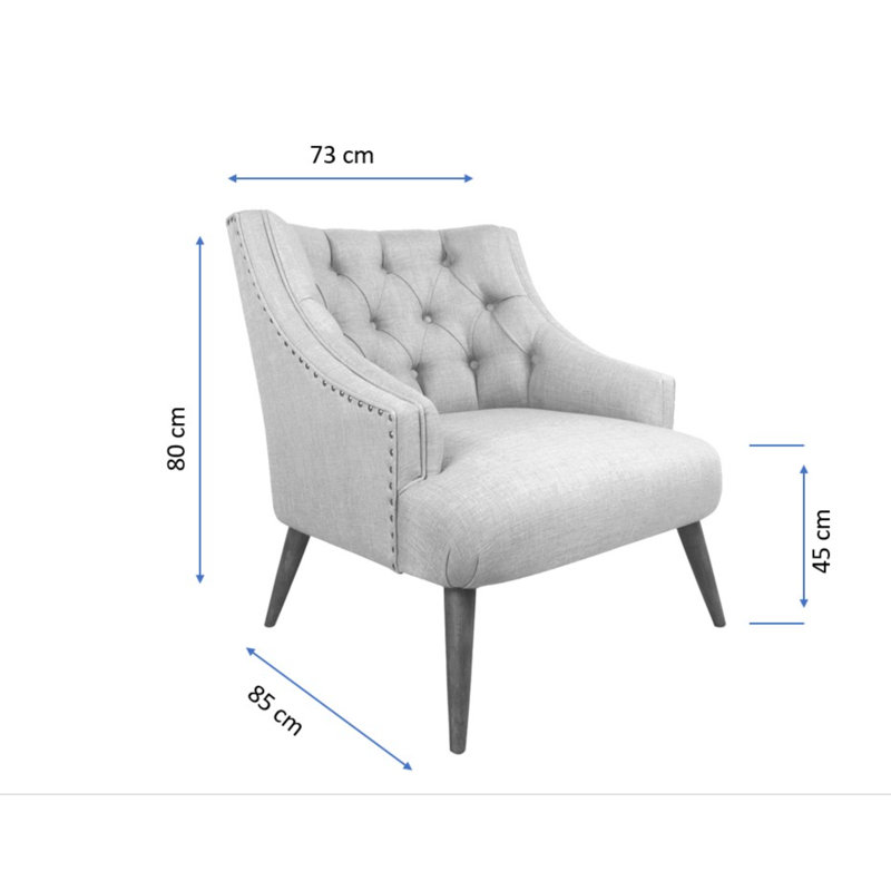 Fauteuil à oreilles bleu indigo, structure en bois massif, 28,7 po x 31,5 po x 33,5 po | Tissu 100% polyester facile à nettoyer, conception rustique moderne | Parfait pour le salon, les espaces hôtel et salon, le confort élégant