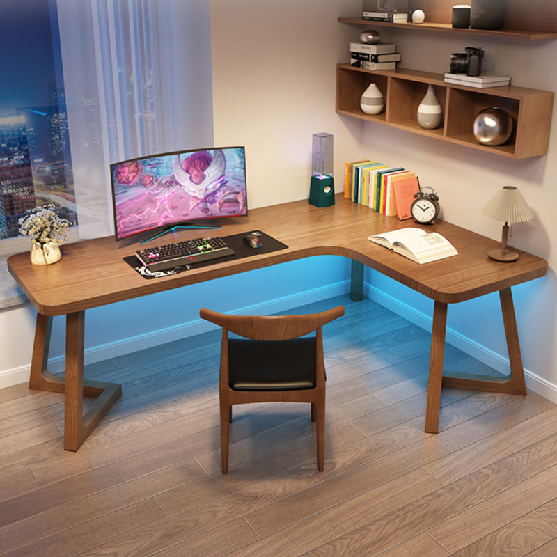 Rustic Solid Wood L - Shaped Desk, 29.53" H x 78.74" W x 55.12" D