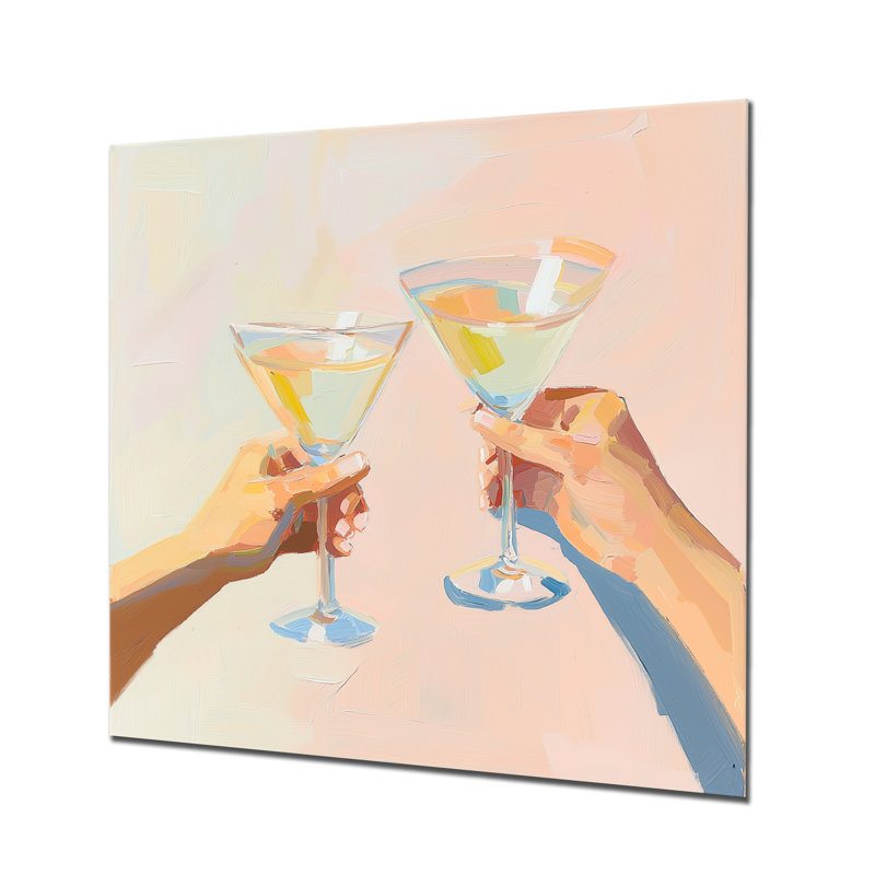 Martini Cocktail Drink Friends II - Impressions métalliques sur liqueur, H 16 po x l 16 po
