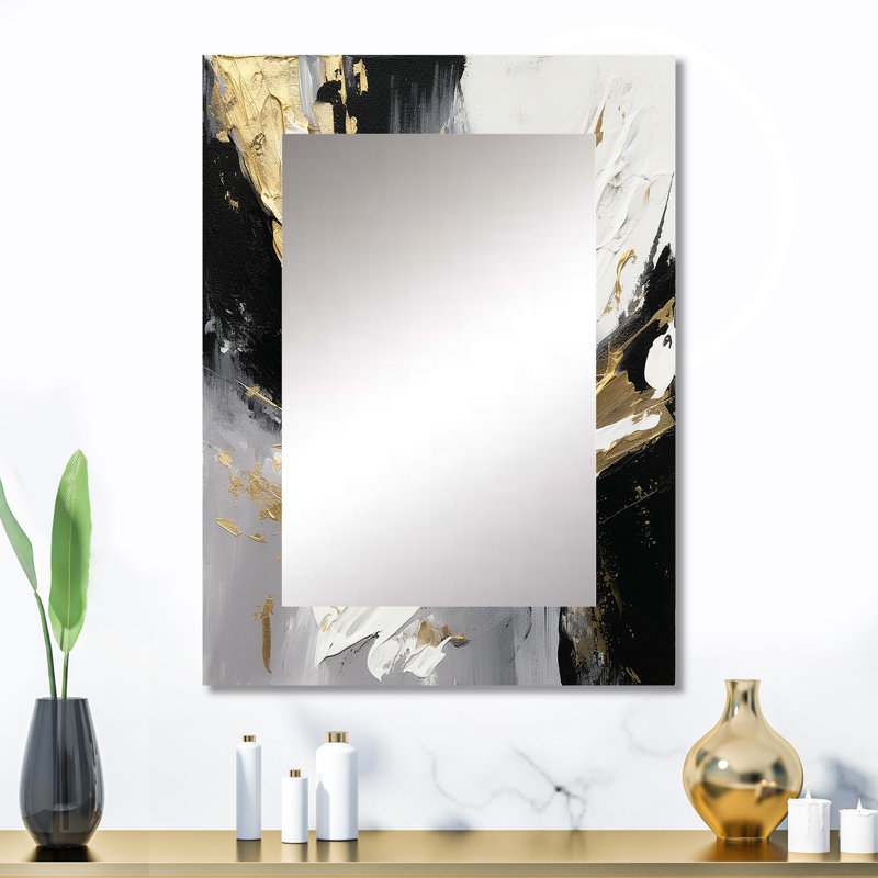 Mystery Awakening V - miroir décoratif abstrait, miroir mural noir, impression d'art en métal, 32 po x 24 po